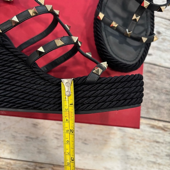Valentino Rockstud Torchon leather espadrille wedge sandals 38 - Picture 14 of 16